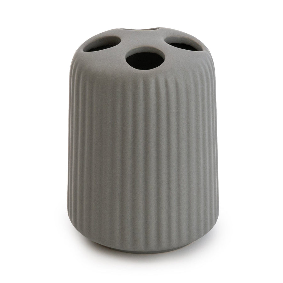 Matt Grey Ridged Toothbrush Holder