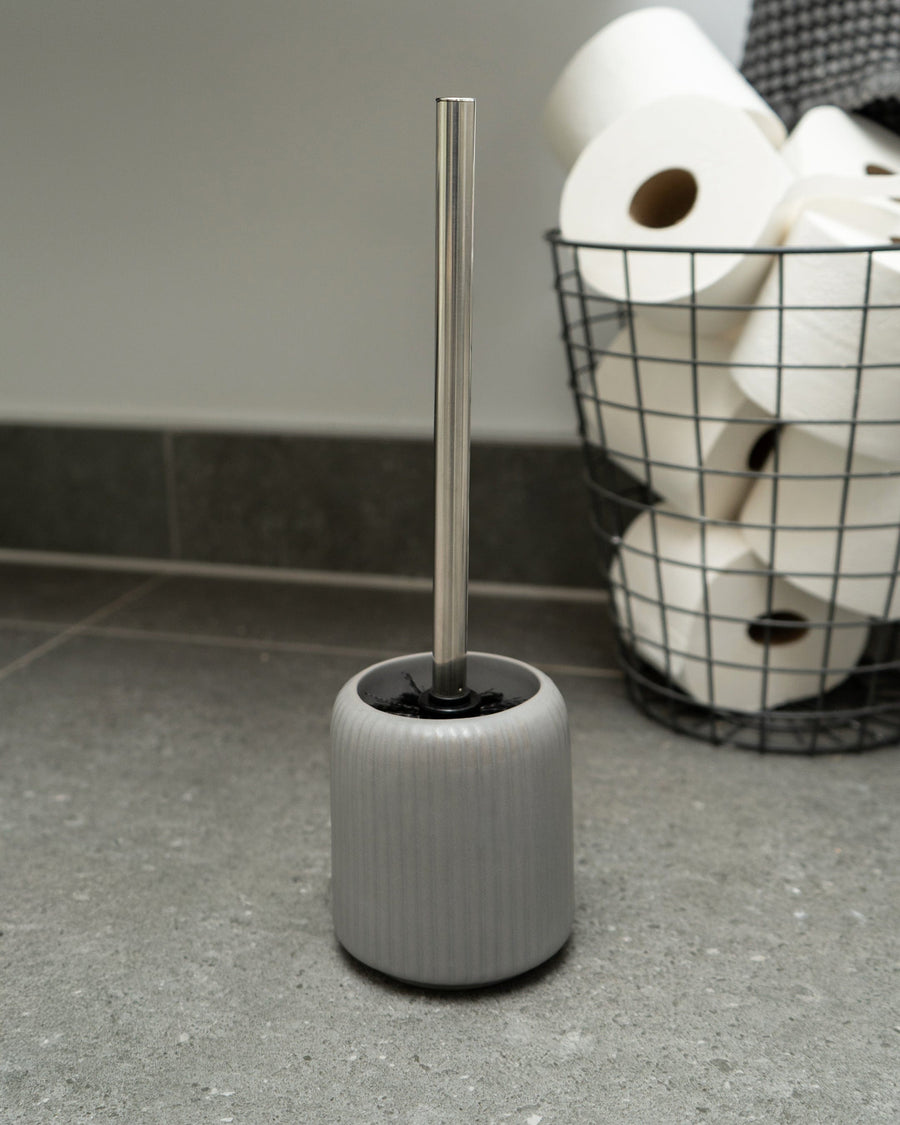 Matt Grey Ridged Toilet Brush Holder