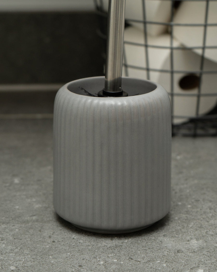 Matt Grey Ridged Toilet Brush Holder