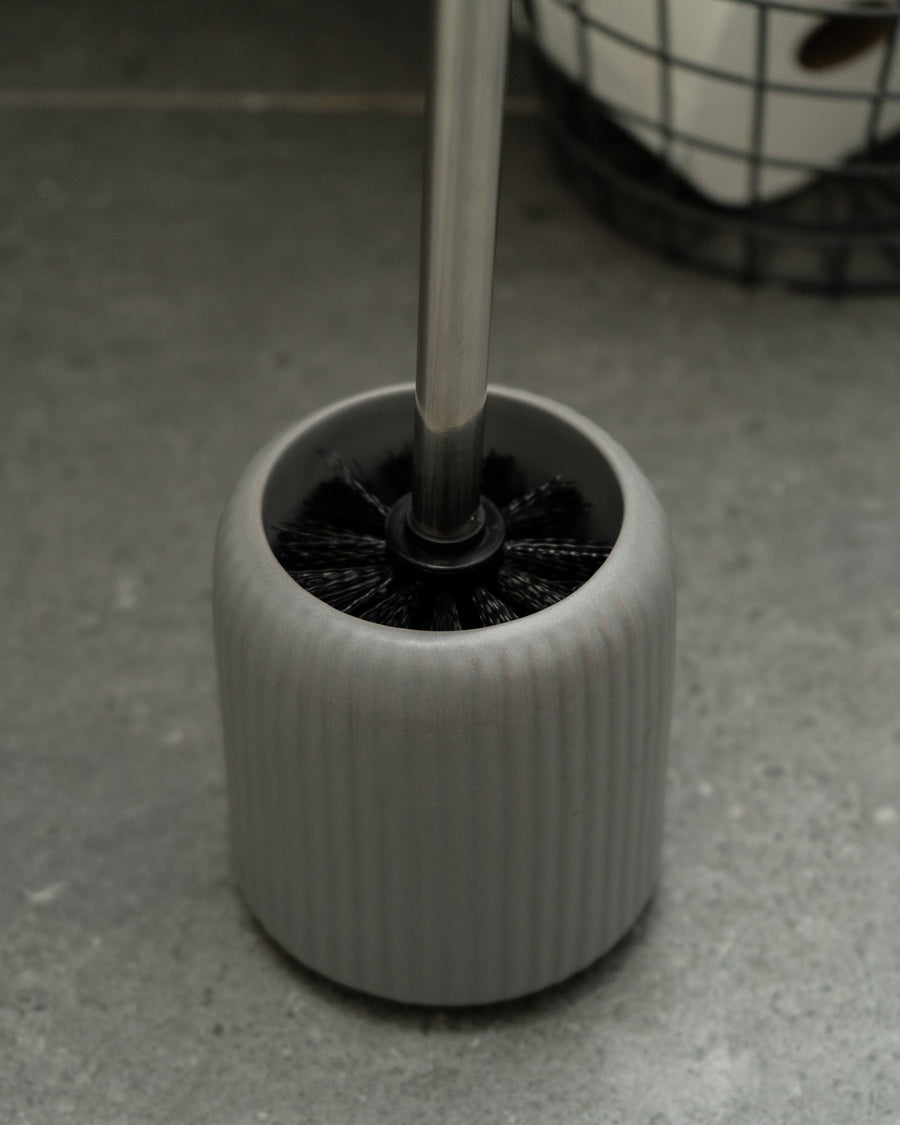 Matt Grey Ridged Toilet Brush Holder