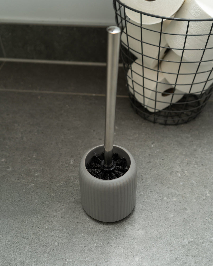 Matt Grey Ridged Toilet Brush Holder