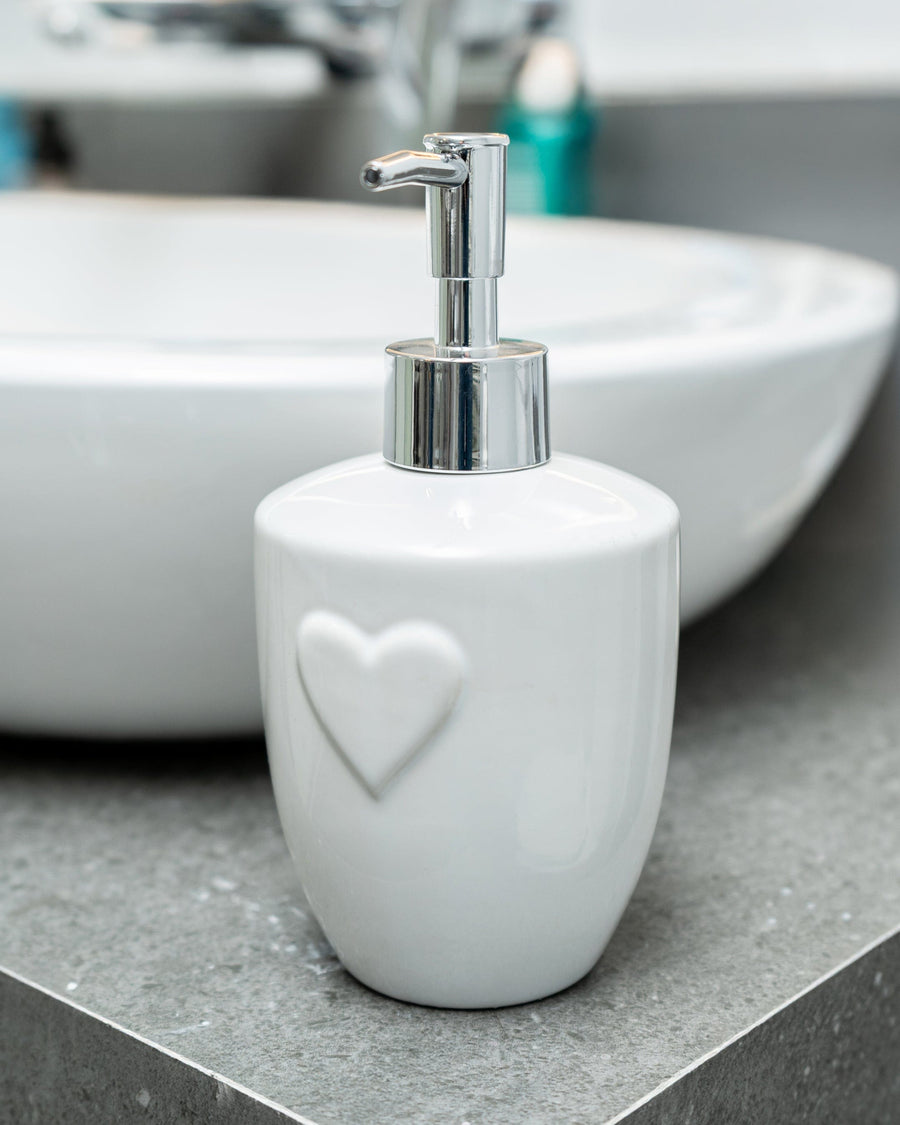 White Embossed Heart Lotion Dispenser