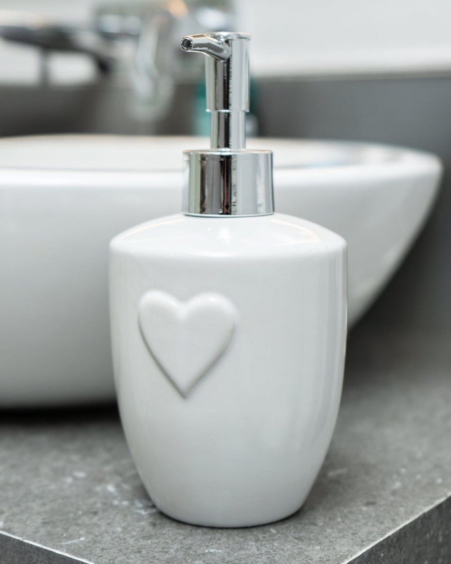 White Embossed Heart Lotion Dispenser