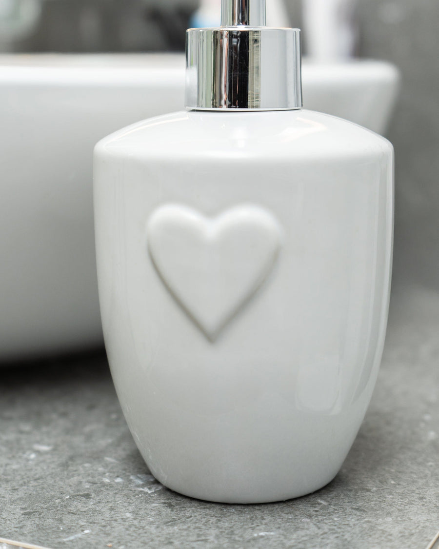 White Embossed Heart Lotion Dispenser