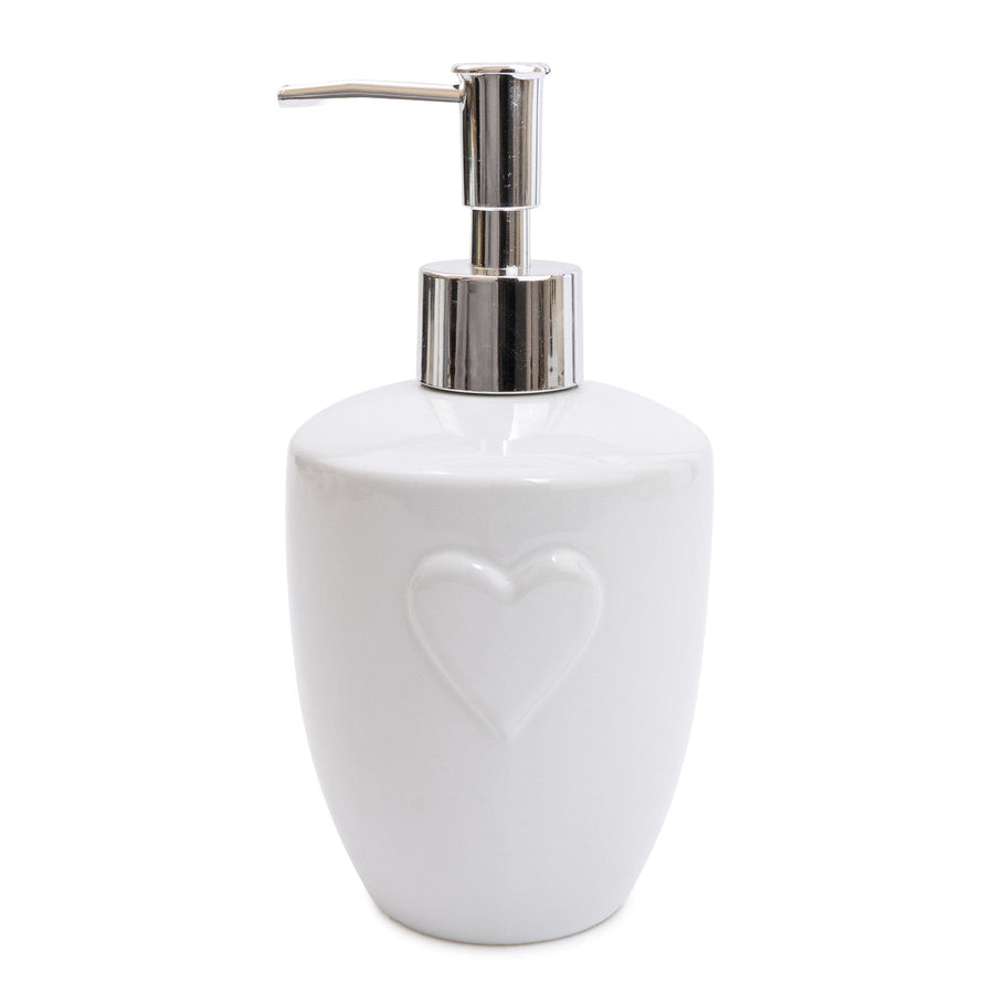 White Embossed Heart Lotion Dispenser