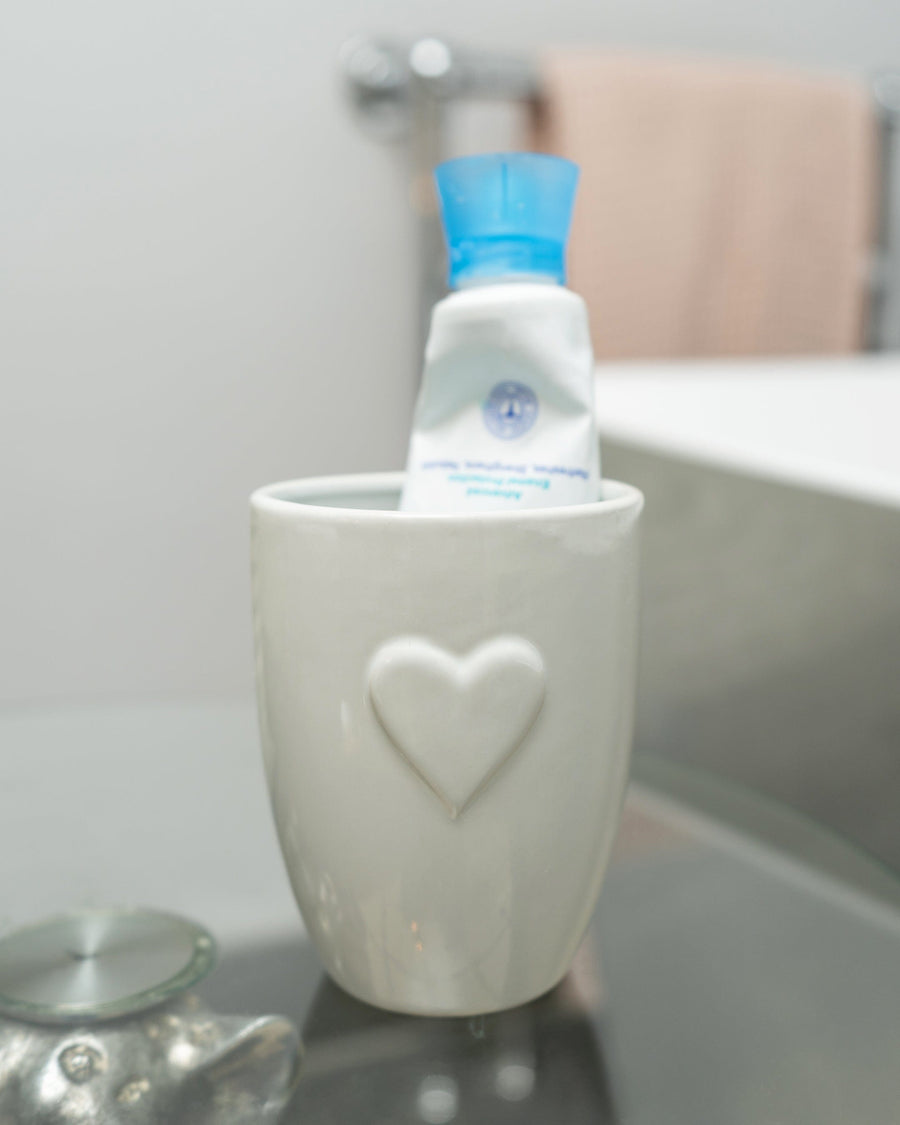 White Embossed Heart Tumbler