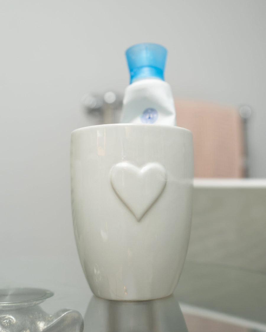 White Embossed Heart Tumbler