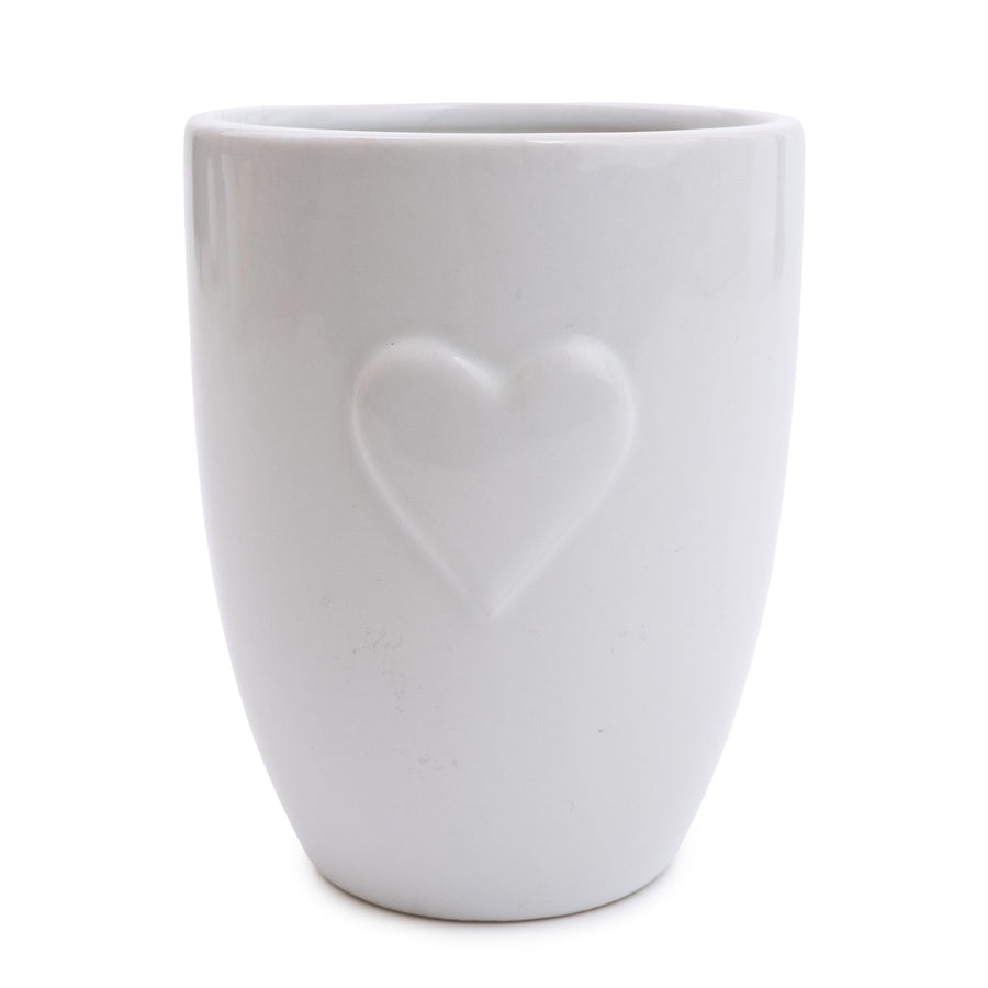 White Embossed Heart Tumbler