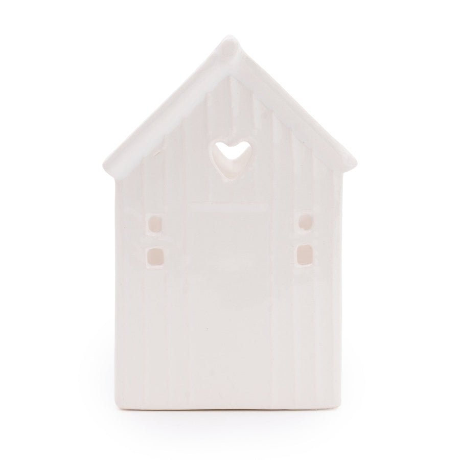 Small White Beach Hut Tealight Holder