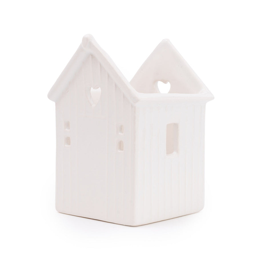 Small White Beach Hut Tealight Holder