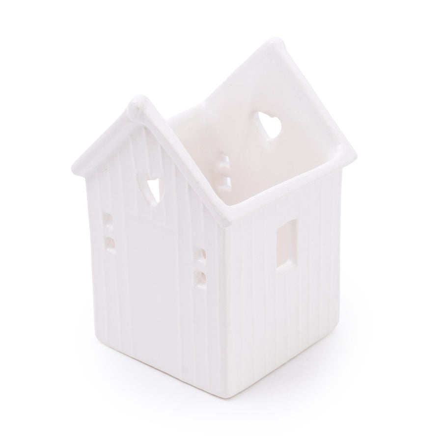 Small White Beach Hut Tealight Holder