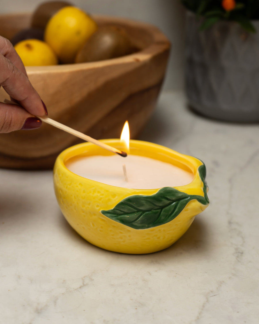 Ceramic Lemon Candle