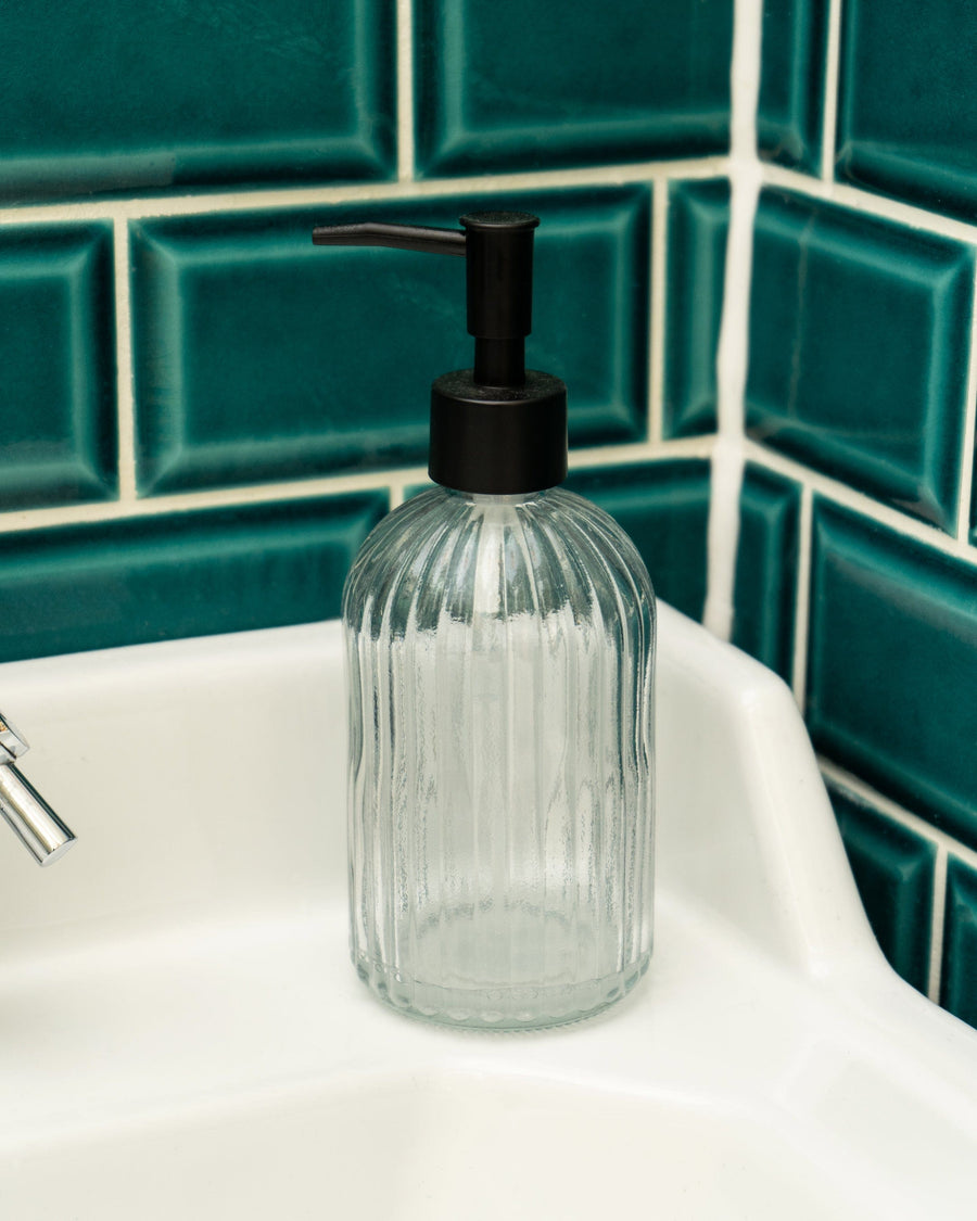 Clear Smoked Glass Soap Dispenser