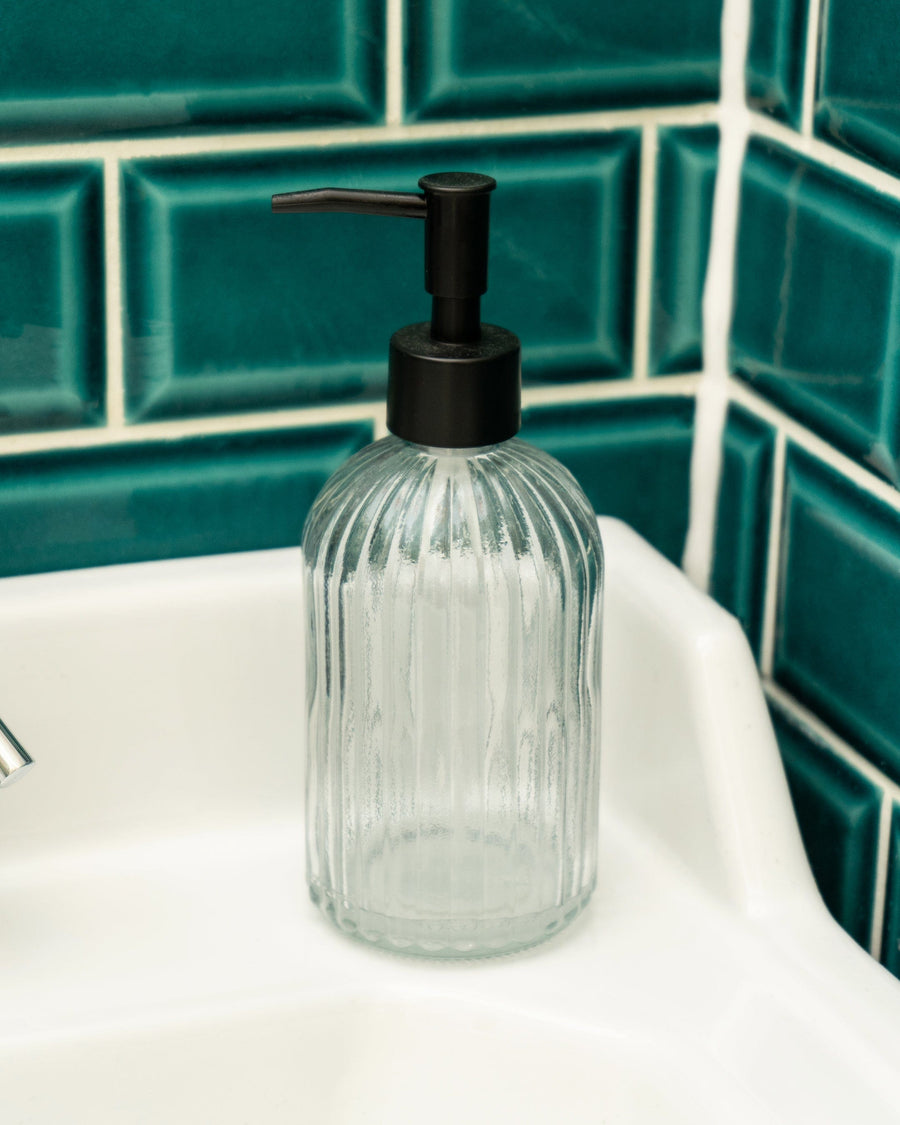 Clear Smoked Glass Soap Dispenser