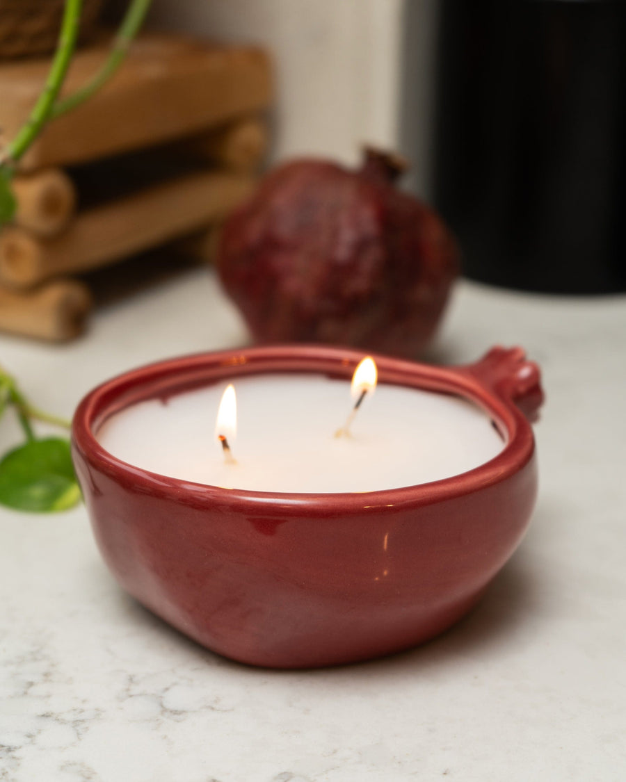 Ceramic Pomegranate Candle