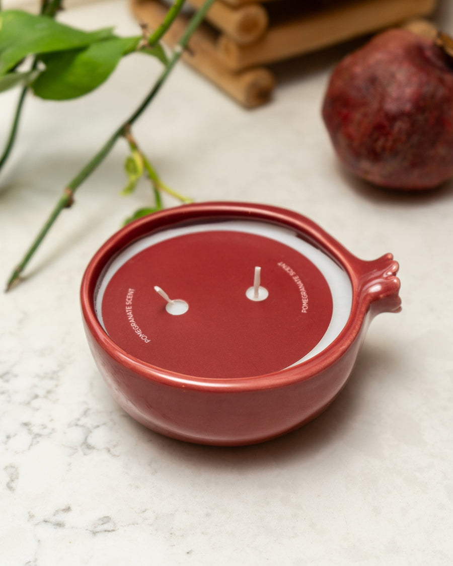 Ceramic Pomegranate Candle