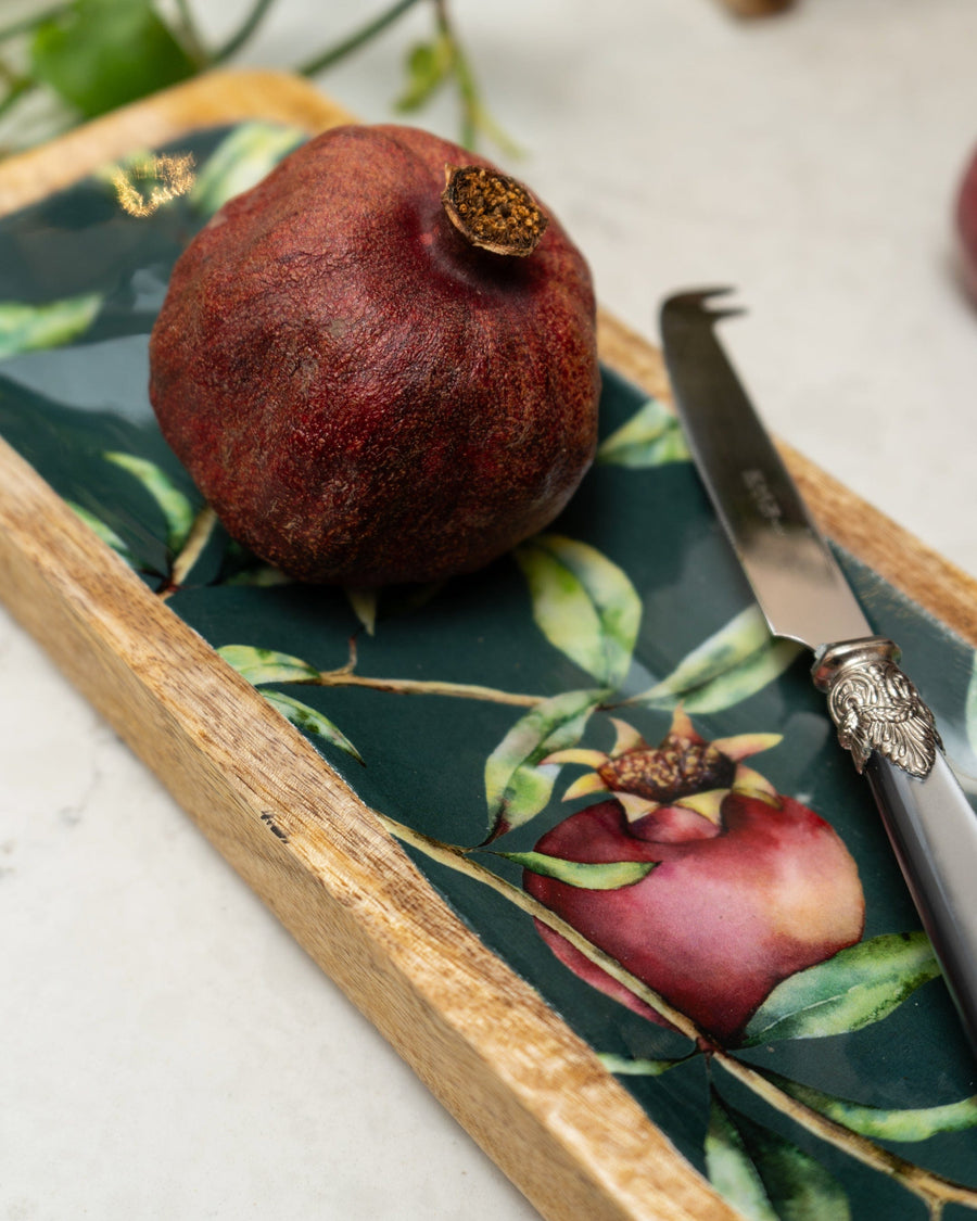 Pomegranate Green Rectangular Mango Wood Tray