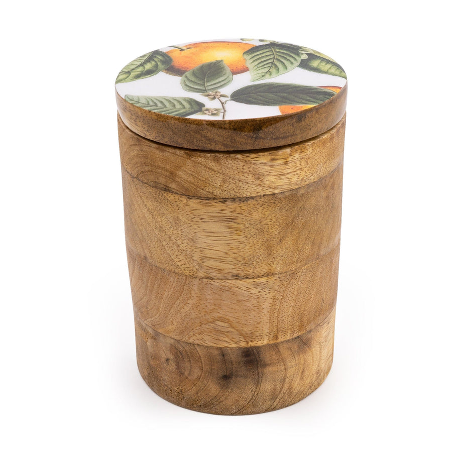 Orange Blossom Small Mango Wood Storage Jar