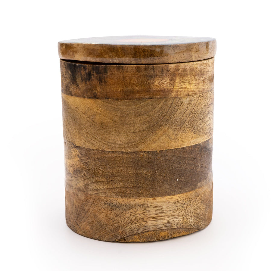 Orange Blossom Large Storage Mango Wood/Enamel Jar