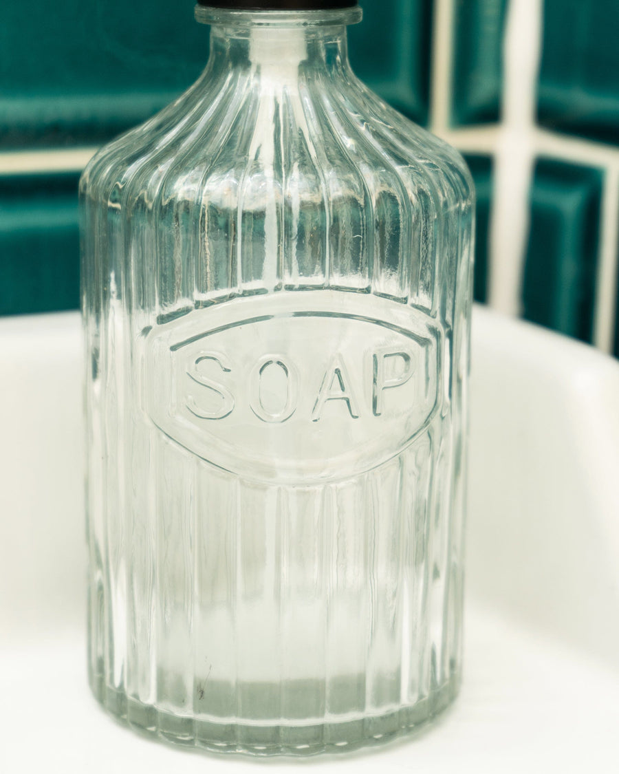 Clear Glass Soap Dispenser with Black Pump