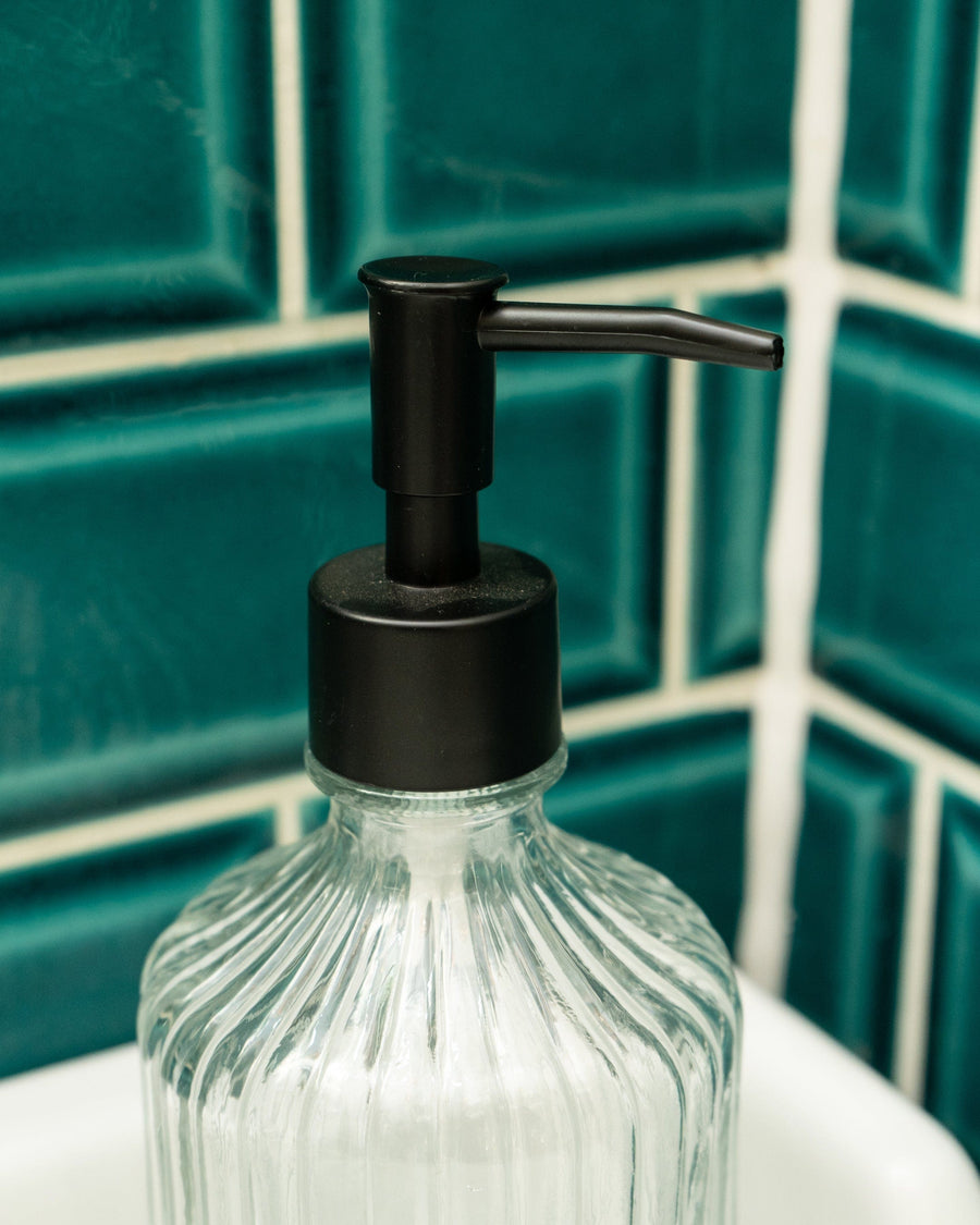 Clear Glass Soap Dispenser with Black Pump