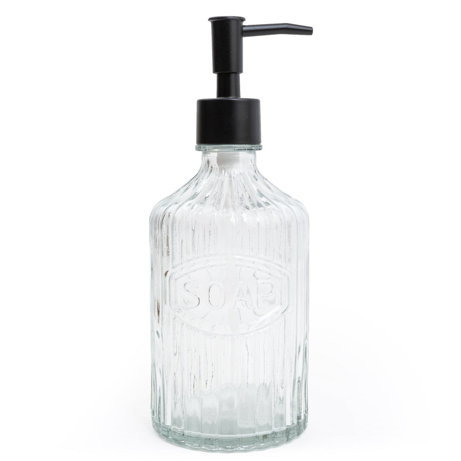 Clear Glass Soap Dispenser with Black Pump