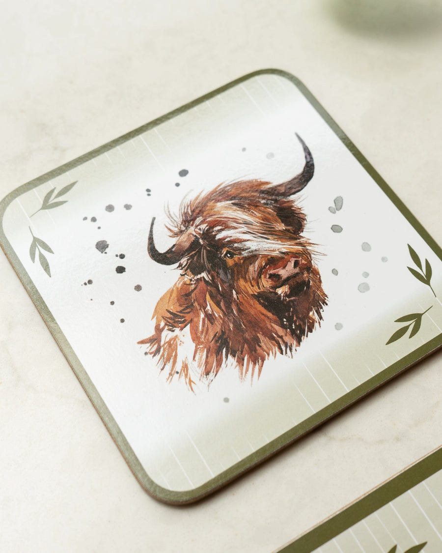 Set Of Four Highland Cow Coasters