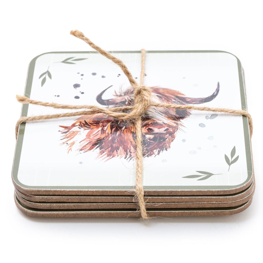 Set Of Four Highland Cow Coasters