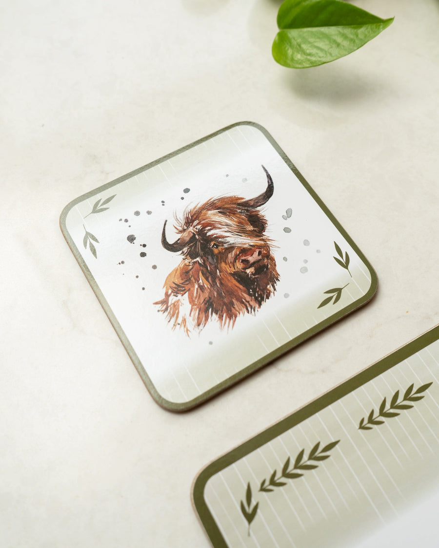 Set Of Four Highland Cow Coasters