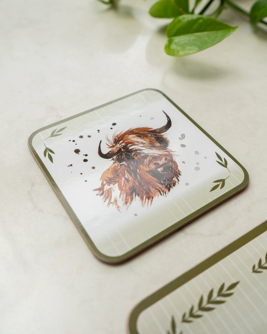 Set Of Four Highland Cow Coasters