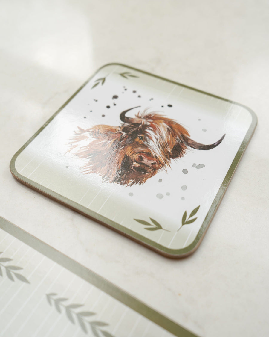 Set Of Four Highland Cow Coasters