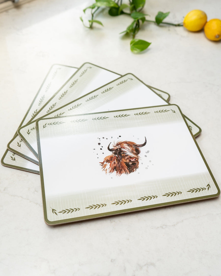 Set of 4 Highland Cow Placemats