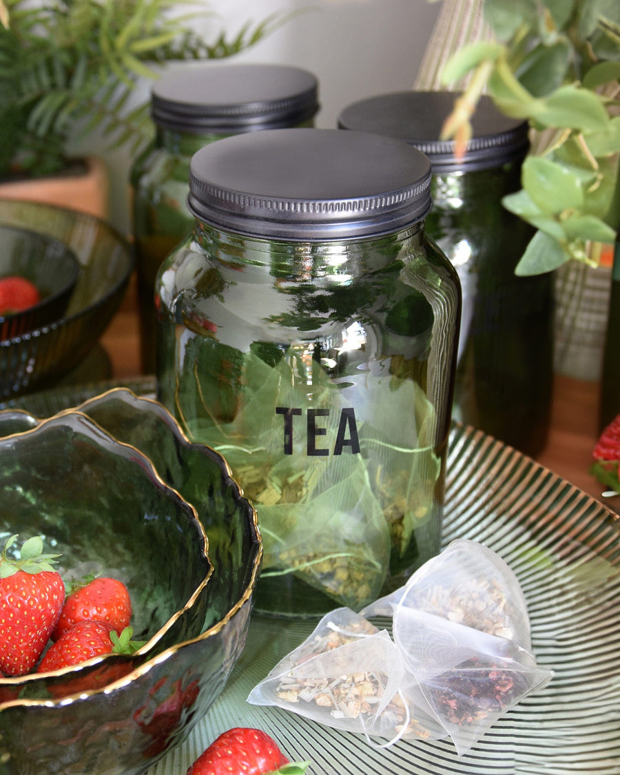 Green Glass Tea Storage Jar