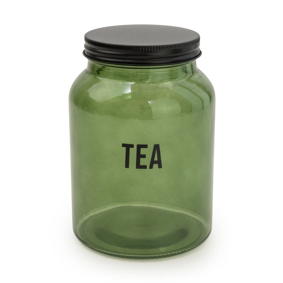 Green Glass Tea Storage Jar