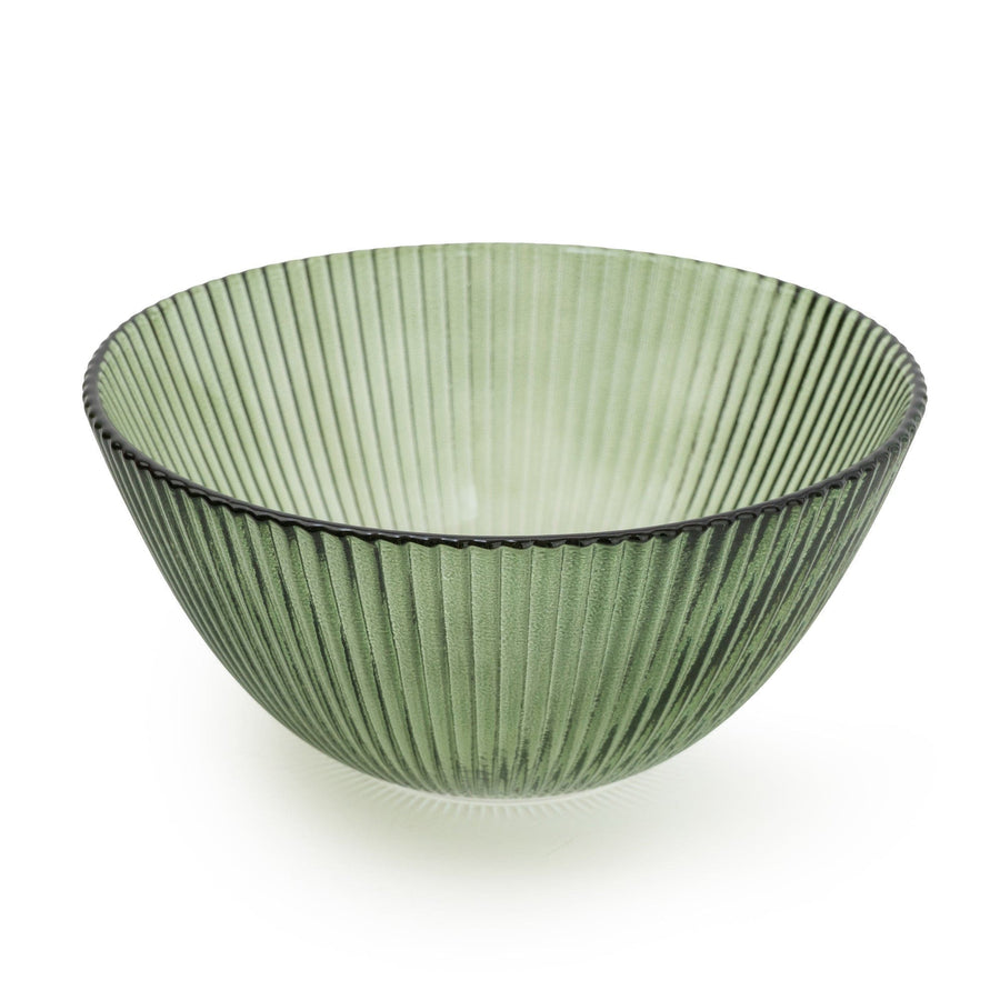 Small Green Ridged Glass Bowl