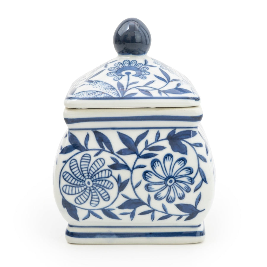Oriental Blue & White Square Ginger Jar