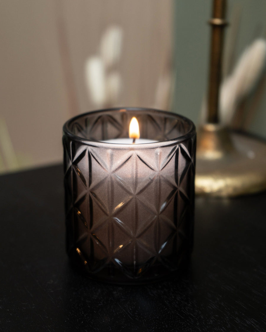 Smokey Black Small Diamond Glass Candle