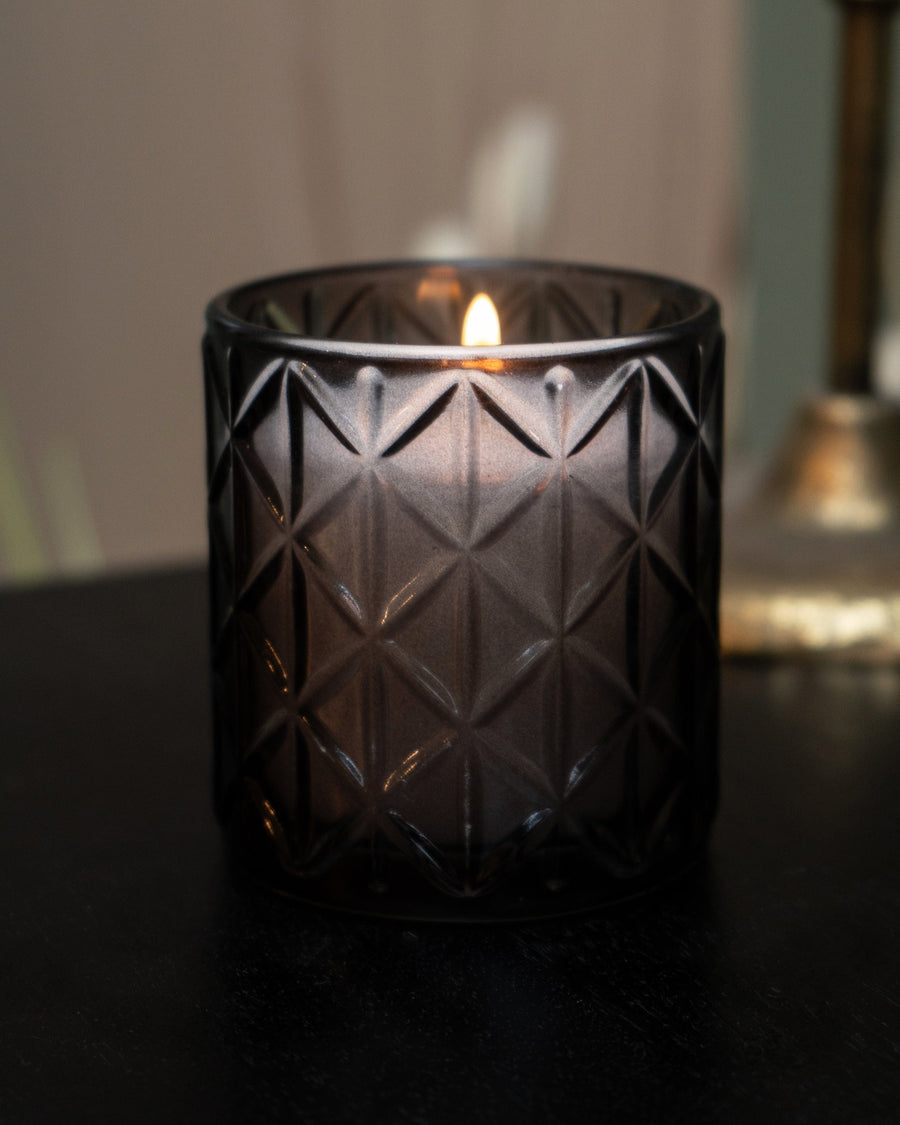 Smokey Black Small Diamond Glass Candle