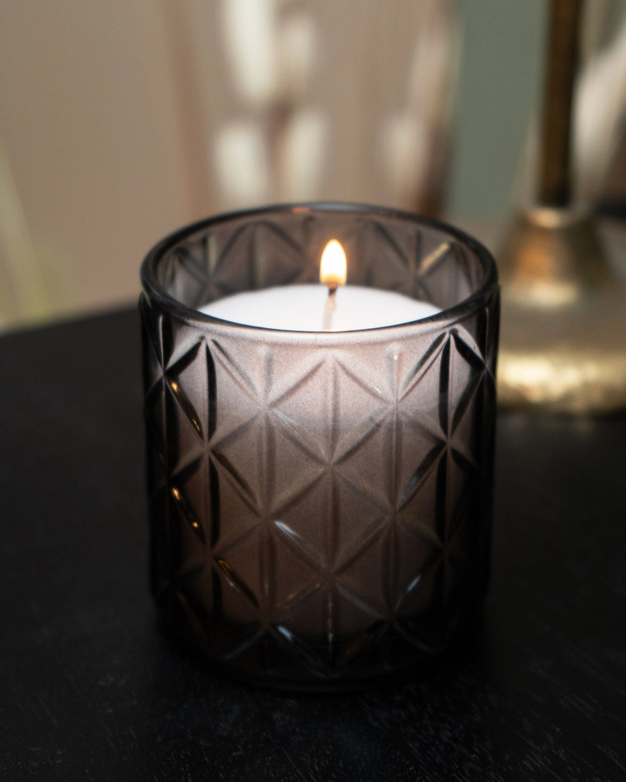 Smokey Black Small Diamond Glass Candle