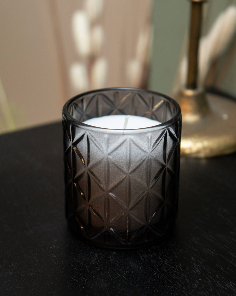 Smokey Black Small Diamond Glass Candle