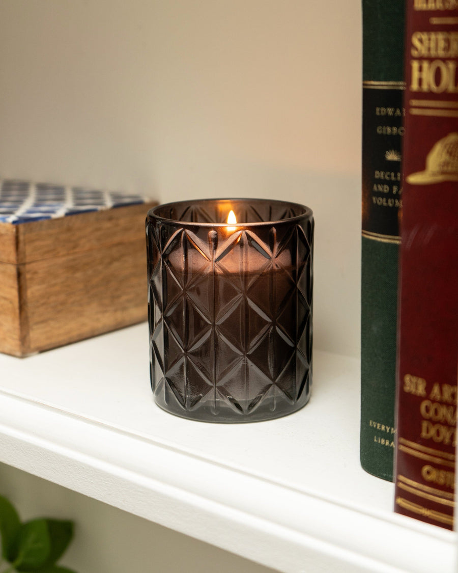 Smokey Black Large Diamond Glass Candle