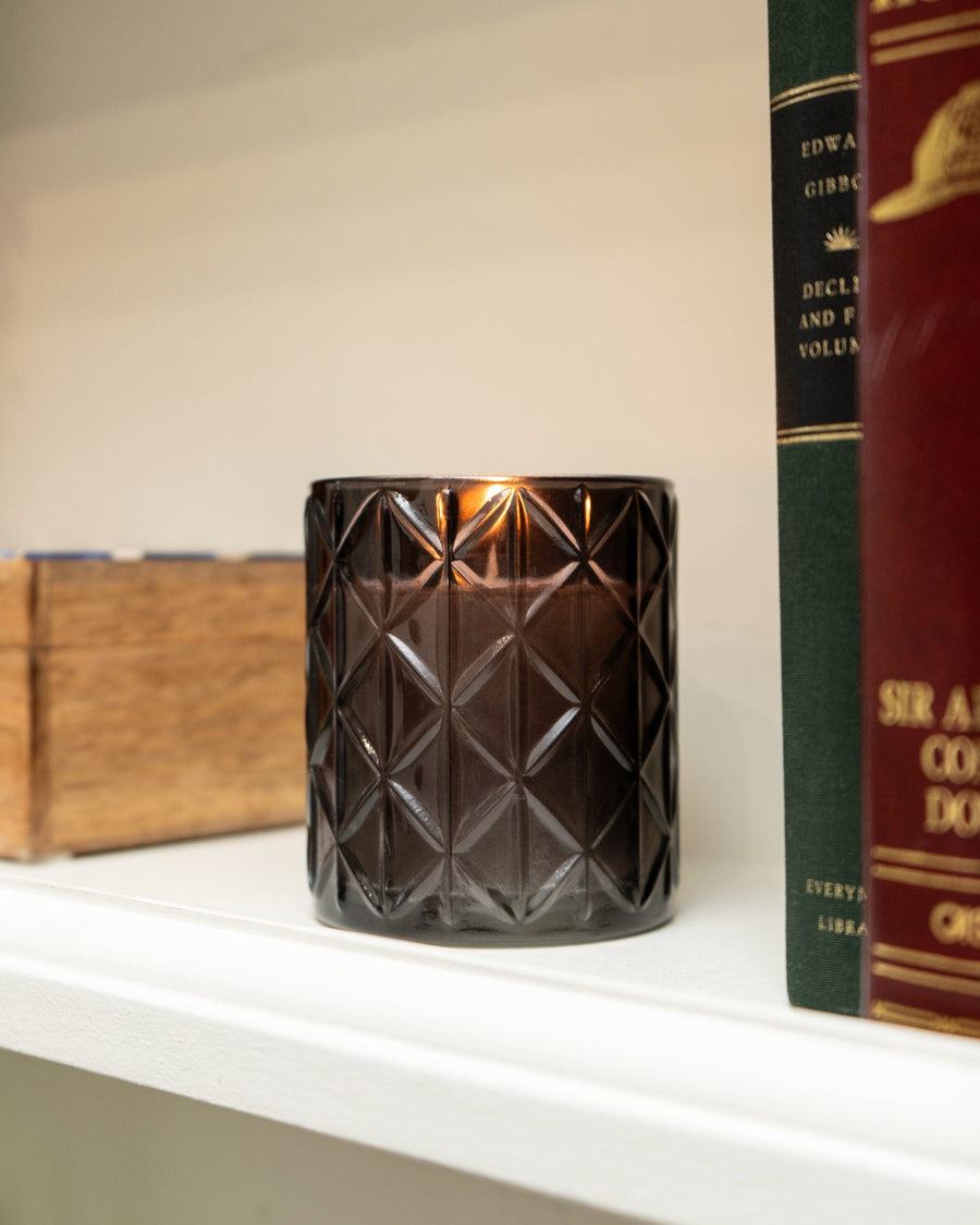 Smokey Black Large Diamond Glass Candle