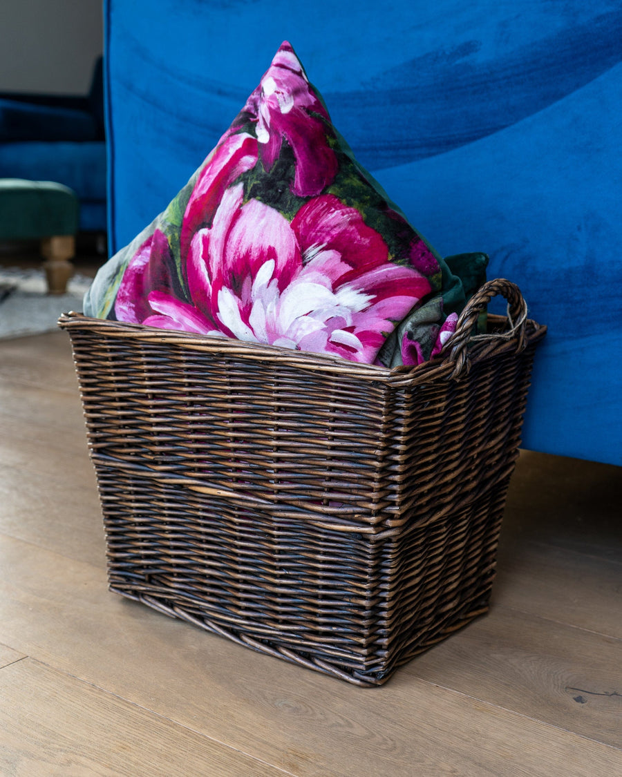 Dark Brown Rectangular Log Basket