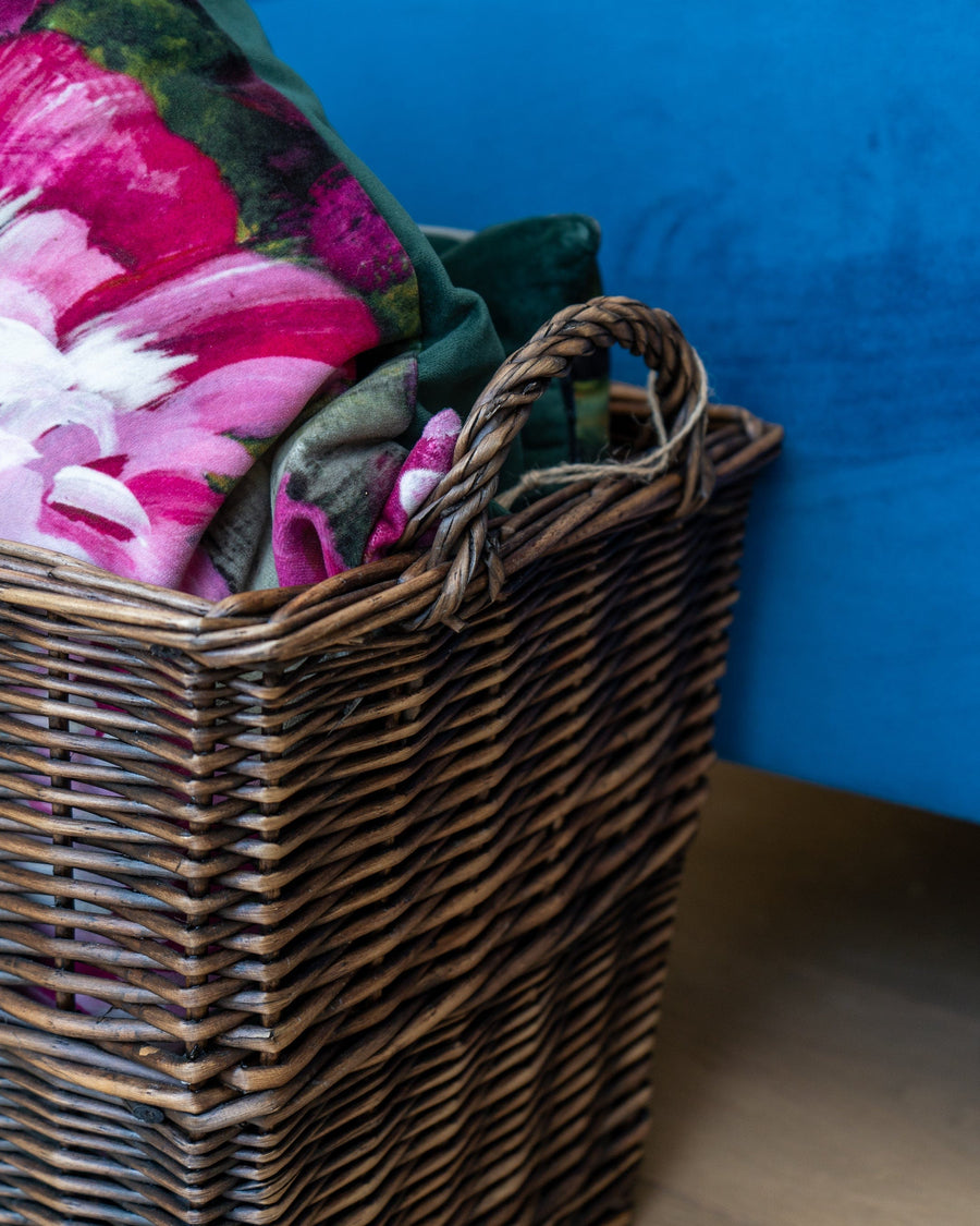 Dark Brown Rectangular Log Basket