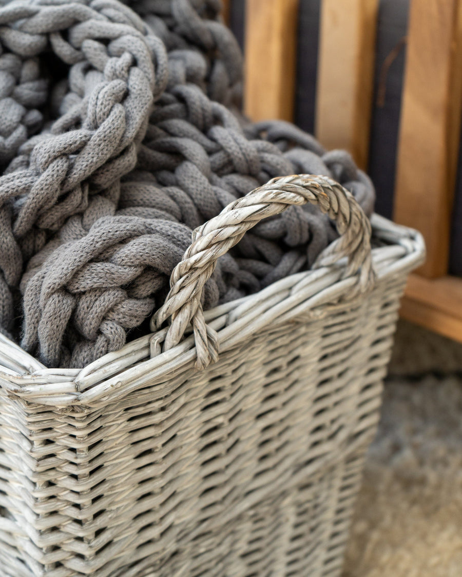 Grey Rectangular Log Basket