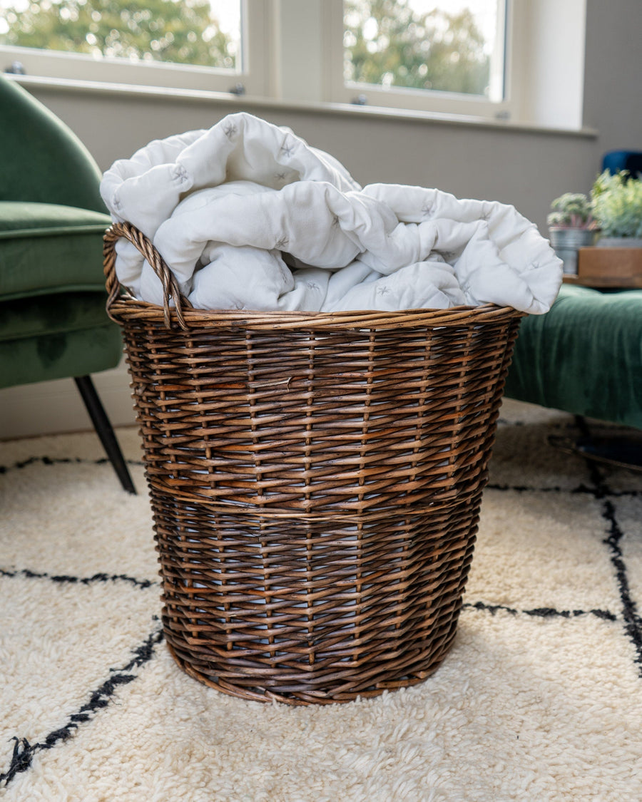 Dark Brown Round Wicker Log Basket