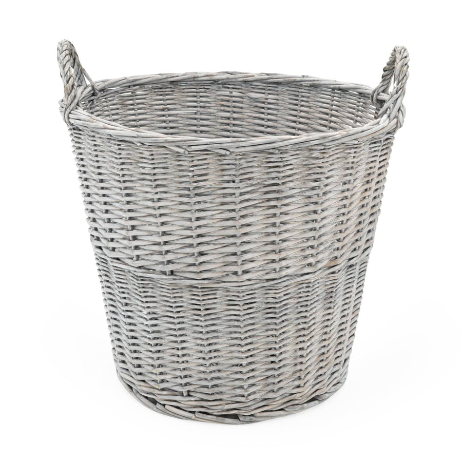 Grey Round Wicker Log Basket