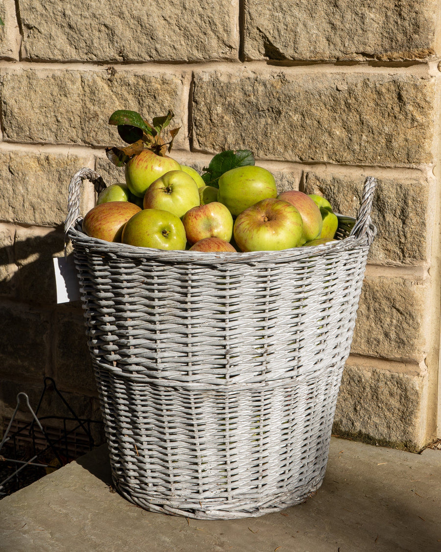 Grey Round Wicker Log Basket