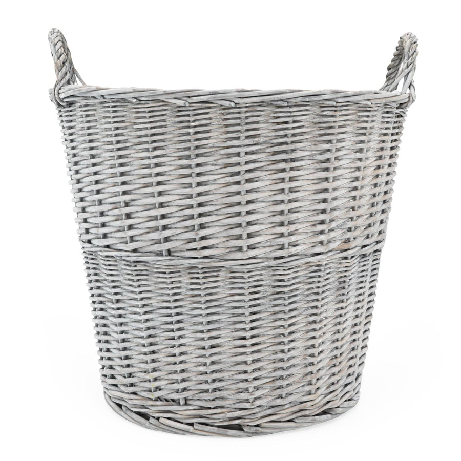 Grey Round Wicker Log Basket