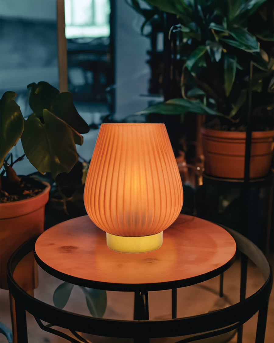 Terracotta Ridged Glass LED Lamp